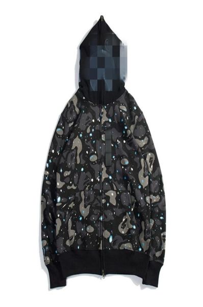 

whole lover fashion colors camo luminous cardigan sweater hoodies men039s casual loose hip hop hooded hoodies jacket4991643, Black