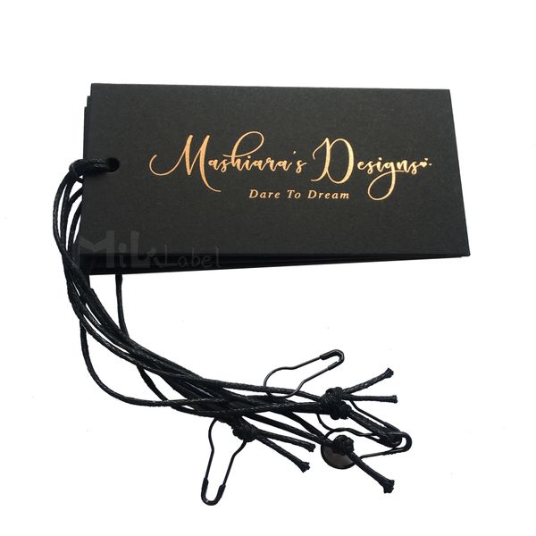 

sewing notion custom 600gsm metalic gold foil silver swing ticket, Black