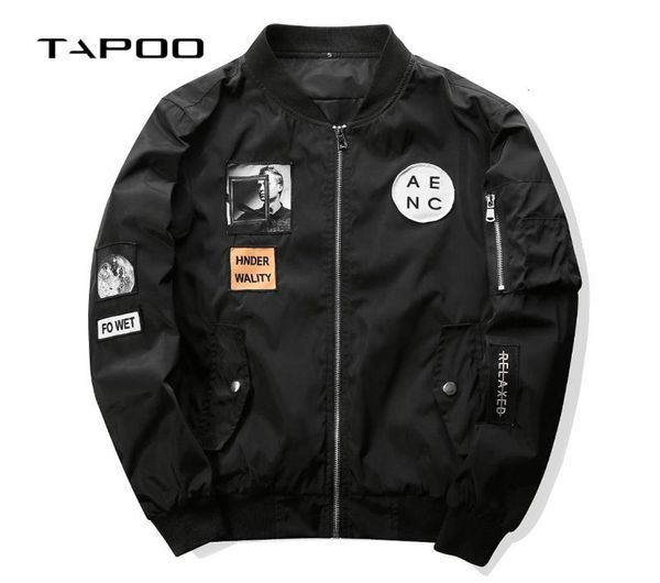 

2019 fashion men bomber jacket hip hop patch designs slim fit pilot bomber jacket coat men patch jackets male plus size 4xl4697038, Black;brown