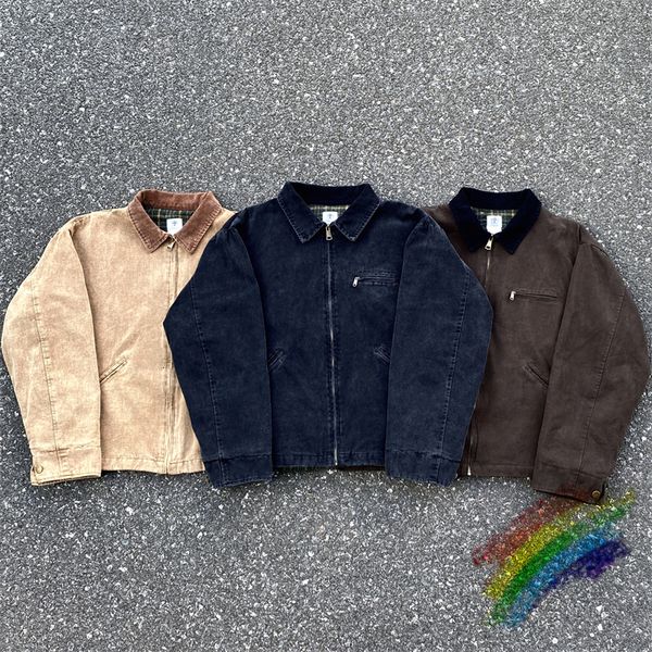 

men's jackets solid color saint michael baseball men women quality heavy fabric jacket keep warm coat 230831, Black;brown