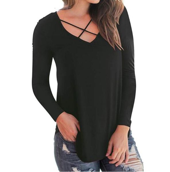 

2020new solid color long sleeve tshirt cotton casual women039s tshirt blouse women vneck bottoming shirt 3xl 2xl xl l  s bl6431854, White