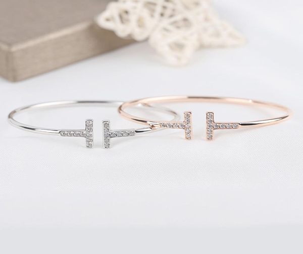 

s925 sterling silver double t open bracelet star same fashion versatile temperament hand jewelry sl00991585711, Black