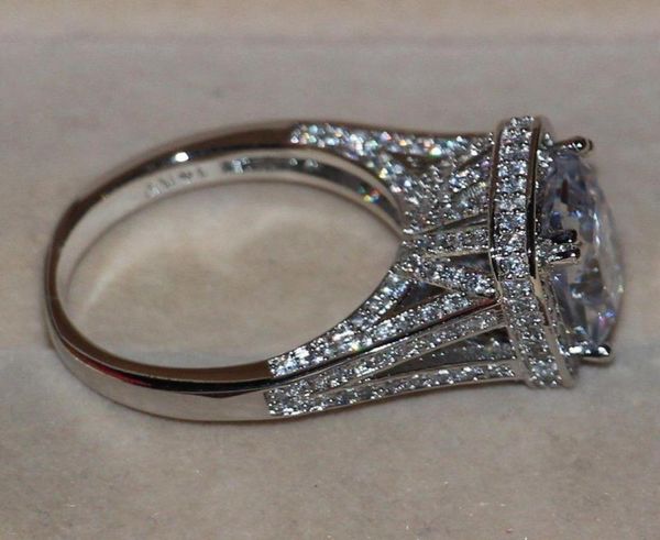 

size 511 luxury jewelry 8ct big stone white sapphire 14kt white gold filled gf simulated diamond wedding engagement band ring lov6538194, Slivery;golden