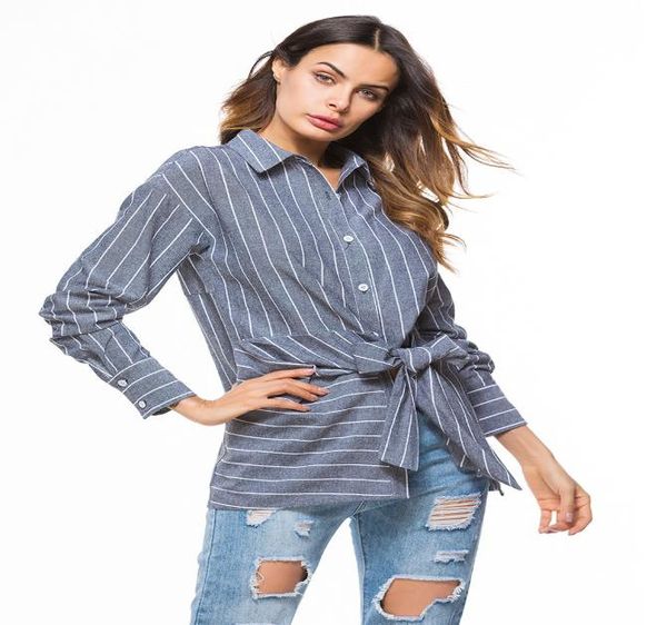 

women039s fashion blouses long sleeves shirts lapel neck casual shirts grey striped streetwear lady spring autumn blouses2304803, White