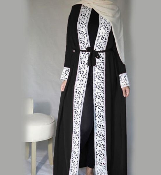 

malaysia open abaya turkish robe islamic clothing women lace spliced stitching lace fashion muslim longsleeved loose large swing 1244194, Red