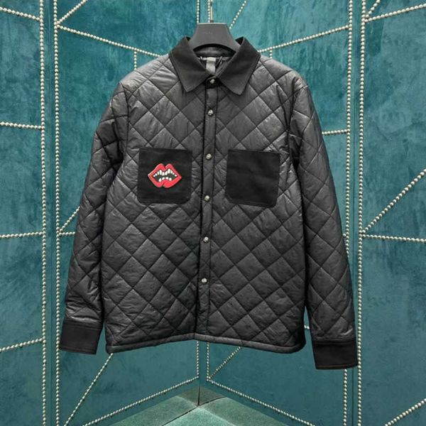 

fashion brand men jacket cross jacquard down jackets designer jacket plaid cotton coat logo embroidered trench coats, Black;brown