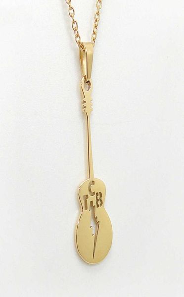 

pendant necklaces elvis fans memarial gift guitar lute hollow tcb letter pendant necklace gold plated stainless steel jewelry drop3639941, Silver