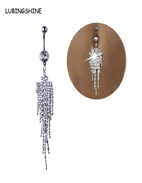 

crystal titanium steel tassel navel piercing body jewelry belly button ring claw chain fringing nail acrylic for women jjal c4423919252, Silver