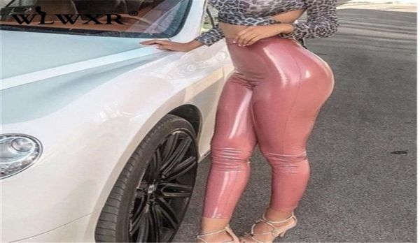 

wlwxr autumn winter pu leather pants women ladies trousers 2020 high waist skinny pants female black pink red bodycon9911822, Black;white