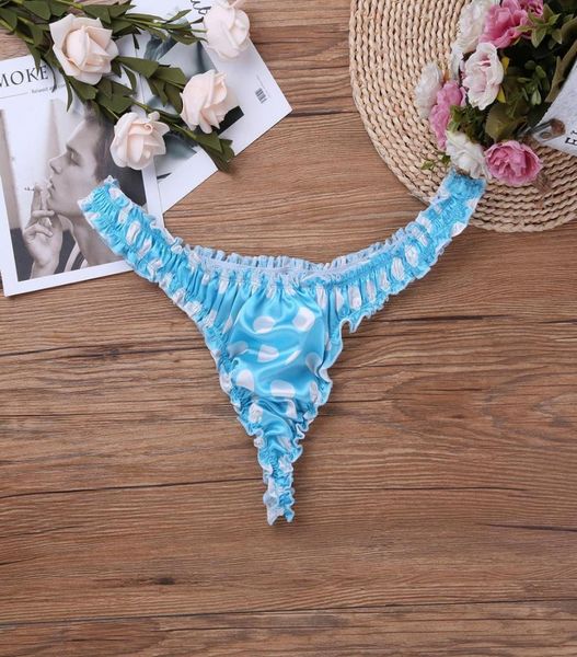 

man polka point frilly panties girly lowwaisted satin bikini g string9408040, White;black