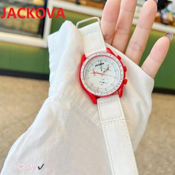 

famous luxury mens womens watches 42mm sports dweller full funtional nylon fabric earth space moon fashion dress red 218h, Slivery;brown