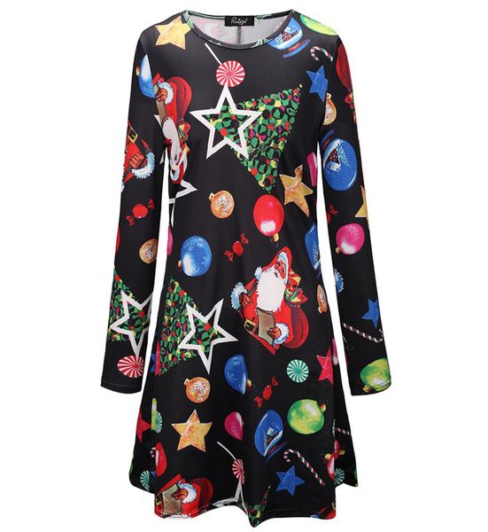 

christmas halloween horror print plus size women039s dress women039s comfortable loose party holiday show long sleeve5661613, Black;gray