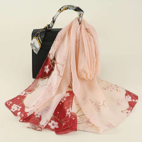 

plum blossom sunscreen scarf beach long ladys print thin decorative, Blue;gray