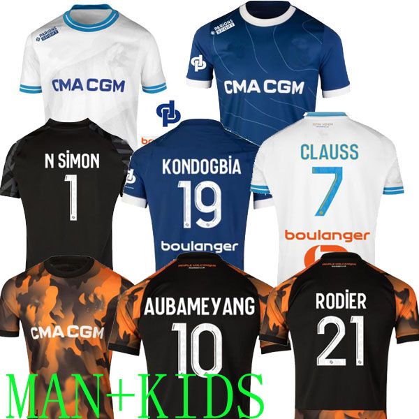 

23 24 maillot marseilles soccer jerseys kids kit om olympique foot 2023 2024 football shirt 30 year anniversary special home away 3rd player, Black;yellow