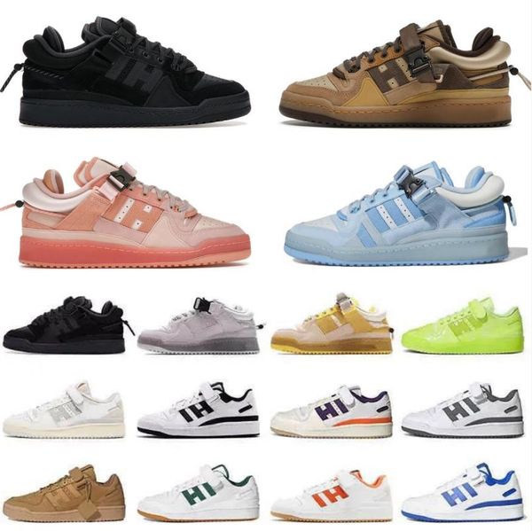 

forum buckle 84 low blue tint core black easter egg women men cafe white green cream yellow running shoes sneakers