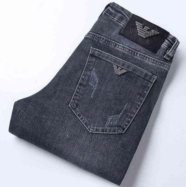 

men039s autumn jeans cotton high elastic korean thick leggings slim fit blue pants aj2244329