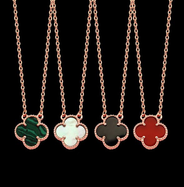 

luxury designer necklace single flower fourleaf clover cleef shell necklaces women fashion 18k gold titanium steel necklace jewel8804085, Silver