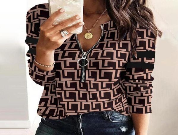 

womens tshirt computer printing temperament allmatch round neck zipper neck shirt ice silk small shirt was thin jacquard knitted8205271, White