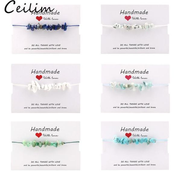 

natural gravel stone beaded bracelet fashion jewelry for women men colorful handmade braided rope geometry stone charms bra5417053, Black