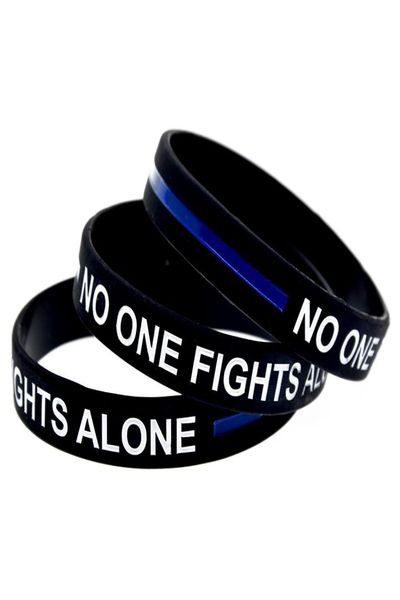 

100pcs ink filled logo no one fights alone silicone wristband a great way to show your support7549873, Black