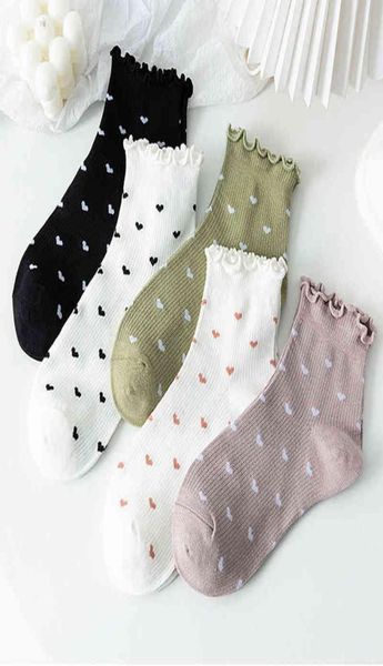 

frilly japan cute socks ruffle kawaii harajuku women calcetines mujer chaussette femme skarpetki damskie white happy cotton sock g7655628, Black