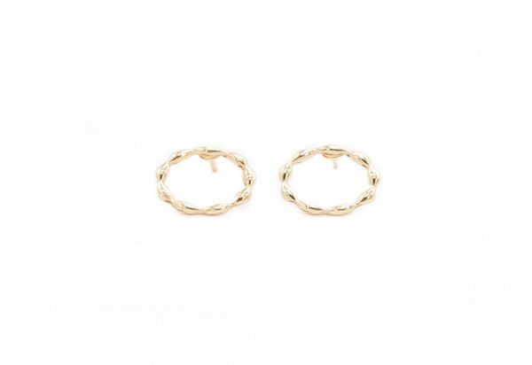 

creative waves circle design stud earrings trendy round style gold white rose color suitable for women8298158, Golden;silver