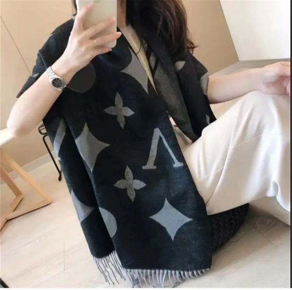 

designer cashmere scarf luxury brand women man pockets shawl 2023 autumn/winter warm l long scarf fashion classic christmas gift 093, Blue;gray