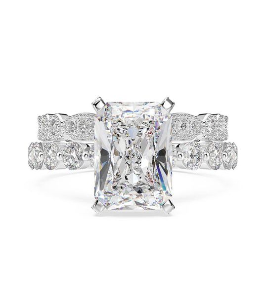 

vintage squarecut 6ct lab diamond promise ring 100 real 925 sterling silver engagement wedding band rings for women jewelry8516778, Golden;silver