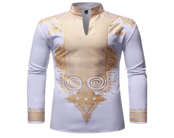 

ethnic clothing shirts men african clothes africa dashiki print suit long sleeve rich bazin fabric vneck cotton casual lace 1407198, Red