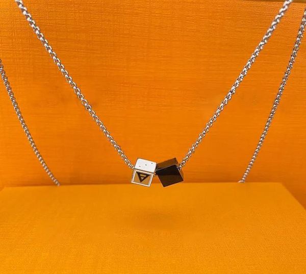 

designers necklace men039s luxurys jewelry women square necklaces fashion hip hop rap dice alloy sweater chain non fading neutr6217748, Silver