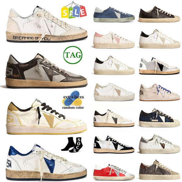 

2023 designer luxury mens women casual shoes platform flat italy brand vintage old dirty golden sneakers star sports trainers runners joggin, Black