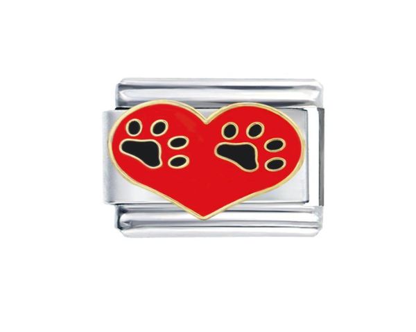 

whole stainless steel 9mm classic size composable links adjustable love pet dog paw italian charm bracelet links8002083, Black