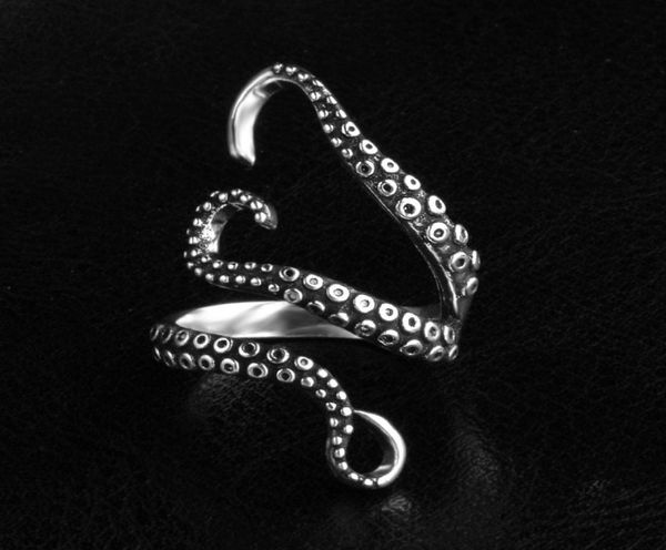 

punk rock mens rings resizable devilfish rings vintage gothic jewelry silver gold men ring1214565