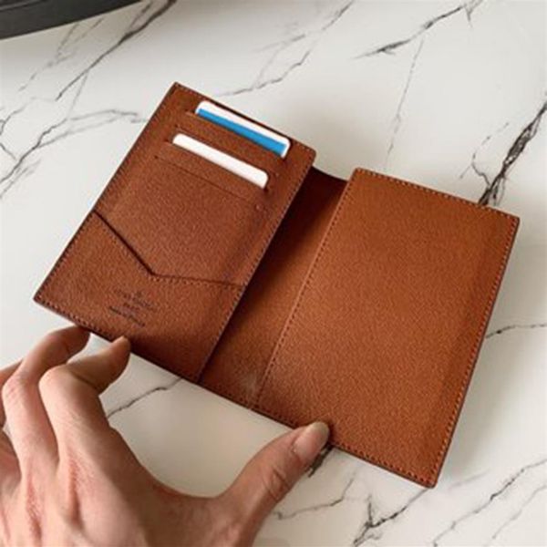 

new luxury leather designer passport holder women's and men's credit card business holder travel wallet236v, Brown;gray
