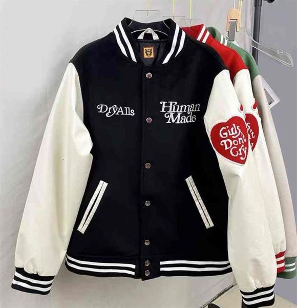 

men039s jackets fw made human girls did not cry varsity baseball jacket of the women039s cut men bombers outerwear coats c0e7602867, Black;brown