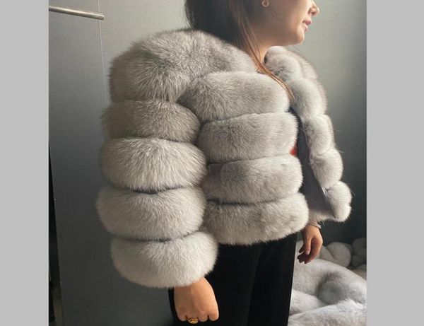 

fashion winter warm leather coat natural fox fur coat real fox fur jacket winter thick warm coat lj2012023512614, Black