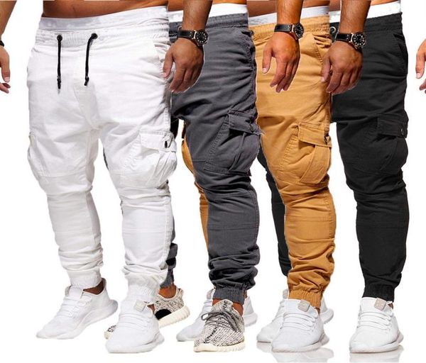 

2019 new style fashion men039s slim fit tracksuit cotton bottoms skinny casual with pocket pants solid trousers8281534, Black