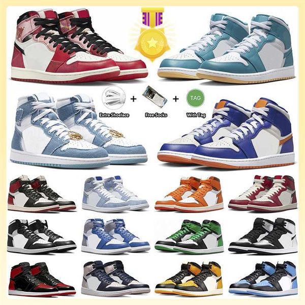 

Spider-Verse Game Basketball Royal Aquatone UNC Toe Craft Reverse Laney Washed Pink Lost and Found Lucky Green Washed Pink Denim Sneakers for Men Women, Item#26