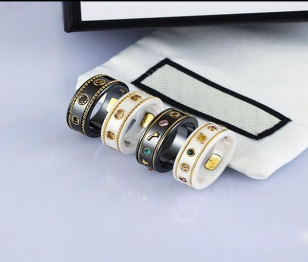 

ceramic band g letter rings black white for women men jewelry gold ring size 6112843890, Silver