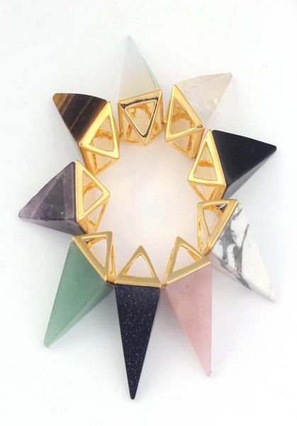 

pendant necklaces reiki chakra pyramid pendulum gem natural stone necklace european jewelry hexagon fashion crystal pillar amulet7974625, Silver
