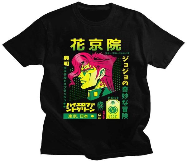 

fashion jojo bizarre adventure t shirt men oneck shortsleeve noriaki kakyoin tshirt japan anime manga graphic tee cotton x4692705, White;black