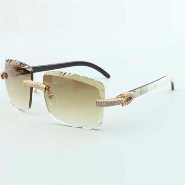 

micro-paved diamonds buffs sunglasses 3524020 with hybrid buffalo horns and 58mm cuts lens263a, White;black