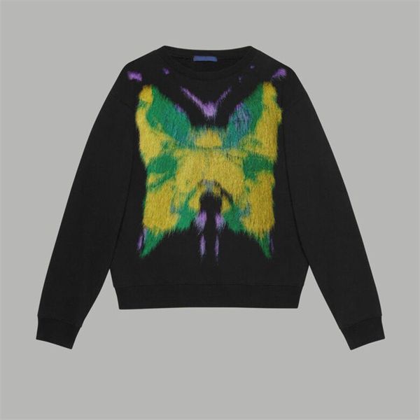

2023 autumn/winter new pullover letter pattern printed long sleeve sweater pure cotton rib round neck q100, Black;brown