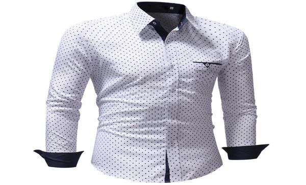

men039s shirts 2018 brand fashion male shirt longsleeves polka dot casual shirt mens dress shirts slim xxxl9361673, White;black