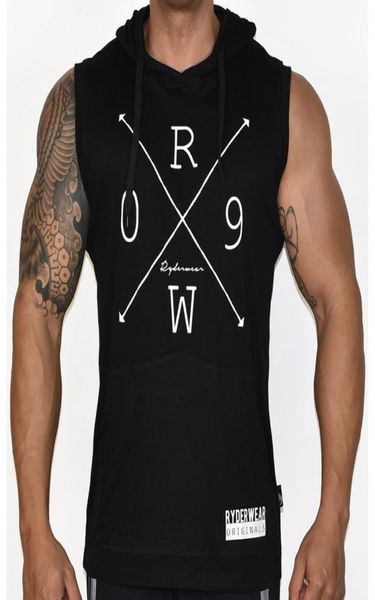 

mens sleeveless hoodies fit fitness fashion casual jacket hooded sweatshirts bodybuilding brand sportswear clothing8705142, Black