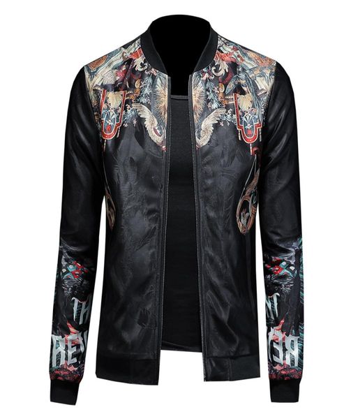 

spring autumn men floral jacket jaqueta masculina slim fit bomber print jacket men vintage8352273, Black;brown