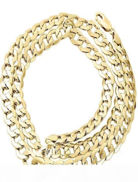 

mens real 10k yellow gold hollow cuban curb link chain necklace 8mm 24 inch5639979, Silver