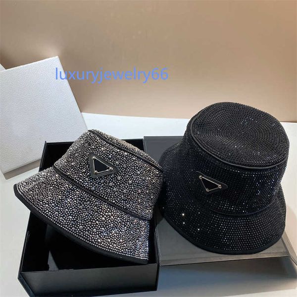

designer hat brand letter cap women's inverted triangle water diamond fisherman hat spring acetic acid fabric double sided wearing ligh, Blue;gray