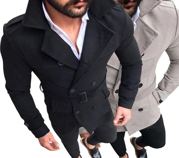 

men winter warm windbreaker trench woolen coat retro jacket men coat jackets double breasted fashion male winter autumn overcoat7083887, Black