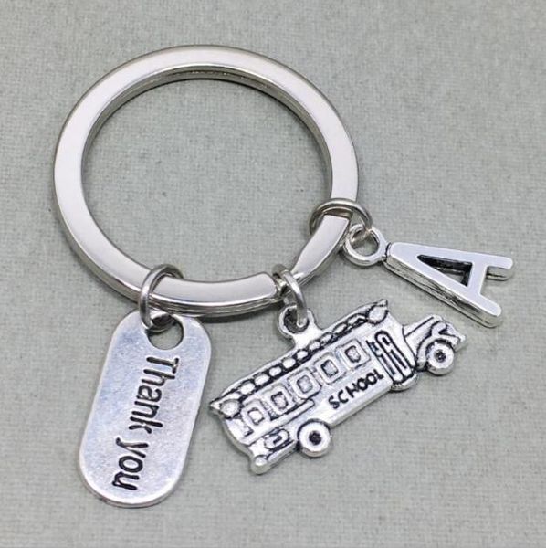 

ancient silver school bus school bus driver gift thanksgiving thank you 20 letters at pendant key chain creative couple jewelry k1340378, Slivery;golden